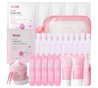 LAIKOU Set de Protección Solar, 7 piezas Set de Cuidado Facial Sakura, con Protector Solar SPF 50 + After Sun Gel Cream + Bálsamo Labial + Toner Pad + Mascarilla Facial + Serum