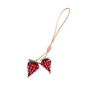 Laikoutd Adorable llavero con forma de fresa, adorno de de vaca curtido vegetal, bolso elegante y resistente, dije para bolso
