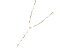 Laikoutd De rosario de hierro dorado resistente con diseño detallado de cruces, cadena de clavícula, ideal para regalos y uso espiritual