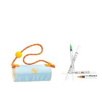 Laikoutd De Rotulador acrílico de doble punta de 12/18 / 24 colores Conveniente estuche con rollo de viaje Ideal para estudiantes que dibujan Marcadores profesionales de secado rápido con libro