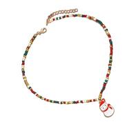 Laikoutd Elegante collar de cuentas para festivales, collar de cuentas vibrantes para fiestas de Navidad, hecho a mano con colgantes navideños