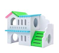 Laikoutd Hámster De Madera Deluxe Villa Pisos Vida Natural Escondite Cabaña Juguete Juguete para Masticar Animales Pequeños Jaula Hámster Casas Y Hábitats Animales Pequeños