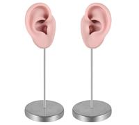 Laikoutd Maniquí de oreja de silicona flexible para técnicas de perforación, moldes realistas de oreja humana izquierda y derecha, accesorios de exhibición de joyería