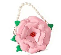Laikoutd Práctico bolso de hombro con diseño floral en 3D y mecanismo de cierre seguro, bolso cruzado para mujeres y niñas, bolso de PU con correa desmontable