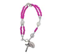 Laikoutd Pulsera De Cruz Religiosa Católica Cuentas Rosario Doble Capa Brazalete Cadena Dedo Joyas para Favores Bautismo Bautizo Metal Rosarios