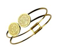 Laikoutd Pulsera De Fe Sacerdote Acero Inoxidable con Medallones Redondos Religiosos Que Simbolizan La Creencia Y La Fuerza Interior Regalo Religioso