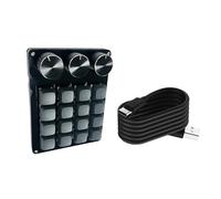 Laikoutd Teclado macro portátil de 16 teclas con diales programables para controles avanzados de juegos y teclados de gestión multimedia