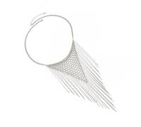 Laikoutd Tejido con flecos Cadena de hierro ligera para un uso diario cómodo y elegante diseño vintage hecho a mano Collar de borlas de varias