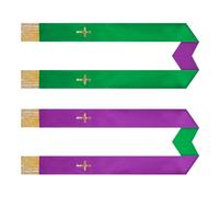 Laimejia Estolas de clero para hombre, con borlas, unisex, reversibles, tradicionales, para iglesia, para confirmación de ceremonia de bautismo, Morado y verde., Refer to description