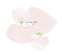 Laimons Pendientes infantiles para niña y niños, joyas para niños, arco iris, banda de luz multicolor con purpurina blanca de plata de ley 925, Plata de ley