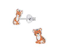 Laimons Pendientes infantiles para niña y niños, joyas para niños, tigre, gato depredador, gato tigert en brillo, 9 mm de plata de ley 925, Plata