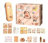 Lainiaoly Set de Papelería,Estuche de Capibara para Niños | Material Escolar para Niños y Niñas, Incluye Cuadernos, Lápices, Notas Adhesivas, Pegatinas, etc