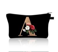 LAINIKE A-Z Bolsa de Cosméticos Regalos de Cumpleaños para Mujeres, Bolsa de Maquillaje Personalizada, Regalos para Novias, Madres, Novias y Damas de Honor Bolsa de Cosméti, Negro , NO