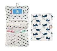 LAINIKE Bolso cambiador y neceser Leaves, Ballena, Elefante 2en1 Bolso para pañales Pequeña bolsa cambiadora Bolso cambiador para bebé para la madre en movimiento (Hojas), NO