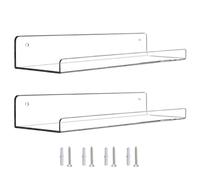 LAIOUSN 2 estantes acrílicos de pared, sin perforaciones, para inodoro, cocina, estantes flotantes transparentes, estante de exhibición, estante invisible