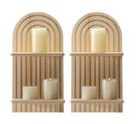 LAIOUSN 2 estantes de pared de madera minimalistas, diseños de doble capa, estantes flotantes arqueados para dormitorio, sala de estar, estante de almacenamiento, minimalistas, decoración del hogar