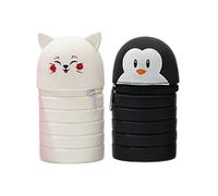 LAIOUSN 2 estuches telescópicos extensibles para bolígrafos, bolsa de silicona con cremallera, soporte para lápices de pie para niños, estudiantes, estuche de animales, h