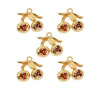 LAIOUSN 5 colgantes de cerezas/granada con circonitas adornadas con frutas para pulsera y collar, accesorio de joyería, talla única, Resina, No es una piedra preciosa