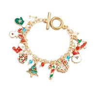 LAIOUSN Abalorio navideño con diseño de Papá Noel, reno, árbol de Navidad, joyería para mujer, accesorios de fiesta, aleación, talla única, como se describe