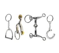 LAIOUSN Cadena ecuestre de aleación resistente al desgaste, 4 unidades, para hogar, oficina, escuela, viajes, accesorios de viaje, llavero de regalo ecuestre plateado