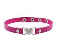 LAIOUSN Collar clásico de cuero con forma de corazón y diamantes de imitación para un estilo elegante y elegante colección de joyas para el día a día, collar de cuero, talla única, como se describe
