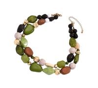 LAIOUSN Collar de inspiración vintage con dije mixto, cadena de clavícula ajustable con detalles de piedra para fiestas y uso casual