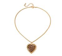 LAIOUSN Elegante collar de corazón inspirado en leopardo chapado en oro de 18 quilates, cadena ajustable de cuello a la moda, collar de acero inoxidable chapado en oro