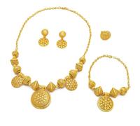 LAIOUSN Elegante juego de joyas de color dorado de Dubái, hecho a mano, color dorado, para bodas, celebraciones vietnamitas, fiestas de compromiso, talla única, como se describe, como se describe