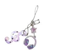 LAIOUSN Elegante llavero retro con lunares y notas musicales y patrones de estrellas para los amantes de la música, llavero vintage de lunares, Morado (, Talla única