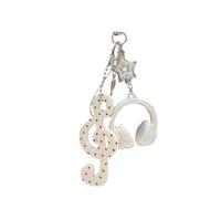 LAIOUSN Elegante llavero retro con lunares y notas musicales y patrones de estrellas para los amantes de la música, llavero vintage de lunares, blanco, Talla única