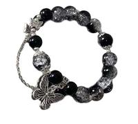 LAIOUSN Elegante mujer con intrincado acento de mariposa y cuentas para amantes de la naturaleza y creadores de tendencias, talla única, Resina, No es una piedra preciosa