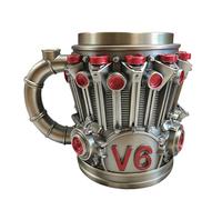 LAIOUSN Engines - Tazas de café de acero inoxidable y resinas, escultura mecánica, decoración de escritorio, colección automotriz, taza retro