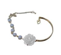 LAIOUSN Flor de perlas de imitación hechas a mano con rosas elegantes que simbolizan la amistad apasionada, trajes elegantes de rosas, talla única, como se describe