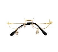 LAIOUSN Gafas de media montura doradas, modernas y creativas, de media luna, sin lente, para estilos únicos y declaraciones de moda, gafas de moda, Colgante de estrella con marco dorado