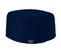 LAIOUSN Gorro de oración tradicional musulmana transpirable con patrón hueco para eventos culturales y reuniones religiosas, gorra de calavera, azul marino, L
