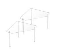 LAIOUSN Juego de 2 estantes de esquina de acrílico transparente para baño, estante flotante transparente para ducha, organizador de exhibición de joyas de maquillaje para cocina, inodoro, estante