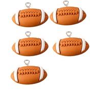 LAIOUSN Juego de 5 colgantes de joyería de fútbol, collar con colgante, accesorio de manualidades, textura de resina para joyas únicas y proyectos de manualidades, llavero de baloncesto de fútbol