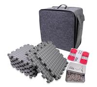 LAIOUSN Juego de alfombrillas de bloqueo de punto de 32 x 32 cm con 8 peines de bloqueo de punto, 200 pines en T y 2 agujas de coser para hacer tablas de ganchillo cuadradas de abuela