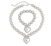 LAIOUSN Juego de collar de cadena de cuentas de bola de color dorado simple con colgante de corazón, elegante accesorio de cuentas para mujer, collar formal e informal, G, como se describe, como se