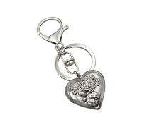 LAIOUSN Llavero de corazón con intrincados diseños florales de acero inoxidable, cadena de medallón para parejas, regalo chapado en plata, Colgante 3, Talla única