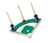 LAIOUSN Soporte de madera para anillos de béisbol que ahorra espacio, con diseños artísticos de estadio para entusiastas del deporte, soporte decorativo