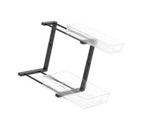 LAIOUSN Versátil estante debajo del fregadero de 2 niveles con cajón deslizante, especias resistentes y soporte para platos para organización del hogar, organizadores de cajones extraíbles