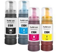 LAIPENG 104 Tinta Compatible con Epson 104 para Ecotank ET-2710 ET-2711 ET-2712 ET-2714 ET-2715 ET-2720 ET-2721 ET-2726 ET-2810 ET-2815 ET-2820 ET-2821 ET-2825 ET-2826 ET-4700 Impresora （BK/C/M/Y