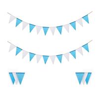 Laipuke Banderines de Arpillera, 2 x 4M Guirnalda Banderines Colores, Total 8m con 24 Piezas Banderín de Lino de Imitación para Fiesta Boda Cumpleaños Escuela Jardín, Blanco y Azul