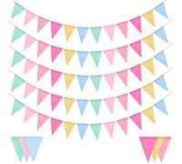 Laipuke Banderines de Arpillera, 5 x 4M Guirnalda Banderines Colores Pastel, Total 20m con 60 Piezas Banderín de Lino de Imitación para Boda Cumpleaños Escuela Jardín Fiesta al Aire Libre