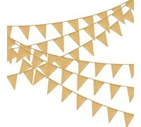 Laipuke Banderines de Yute, 4 x 3,5M Guirnalda Banderines, Total 20m con 60 Piezas Banderín de Arpillera para Boda Cumpleaños Escuela Jardín Fiesta al Aire Libre