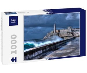 Lais Puzzle Cuba, La Habana. Olas rompiendo en el Paseo del Malecón. La Fortaleza de El Morro al Fondo 1000 Piezas