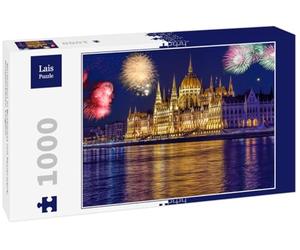 Lais Puzzle Parlamento en Budapest con Fuegos Artificiales, celebración de Año Nuevo, Hungría 1000 Piezas