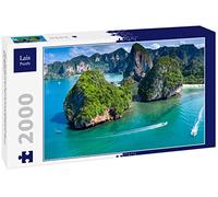 Lais Puzzle Playa de la Cueva de Phra Nang con Barca Tradicional de Cola Larga en la Playa de Ao Phra Nang, bahía de Railay, Krabi 2000 Piezas