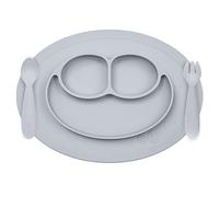 Lait Baby EUMFP003 - Juego de mini estera plana efecto ventosa con secciones y cubiertos de aprendizaje, tenedor y cuchara para niños, 12 meses